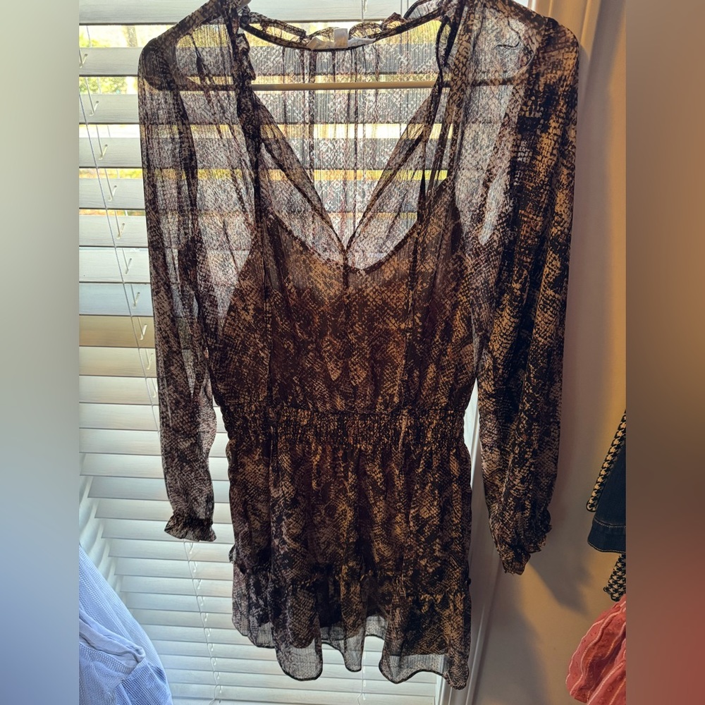 Long sleeve animal print dress